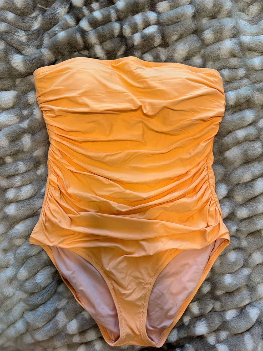 J. Crew Peach Orange Strapless Ruched Kids One-Piece